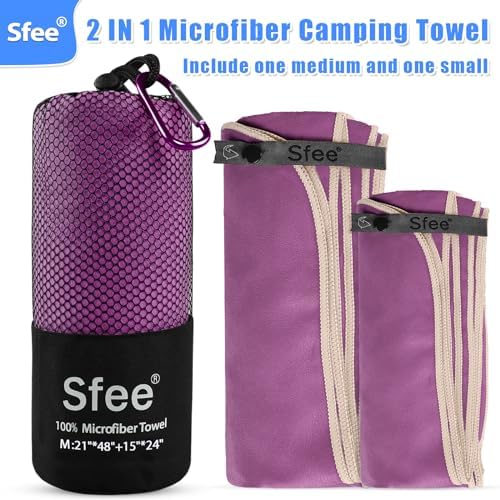Sfee 2 Pack Microfiber Travel Towel, Quick Dry & Super Absorbent, Lightweight - Image 6