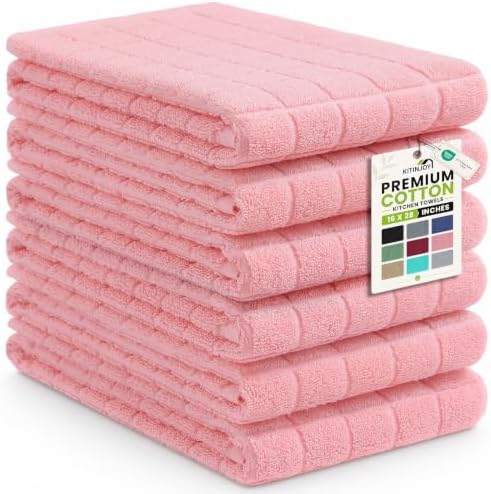 Kitinjoy Premium Cotton Check Kitchen Towels 6 Pack by Kitinjoy