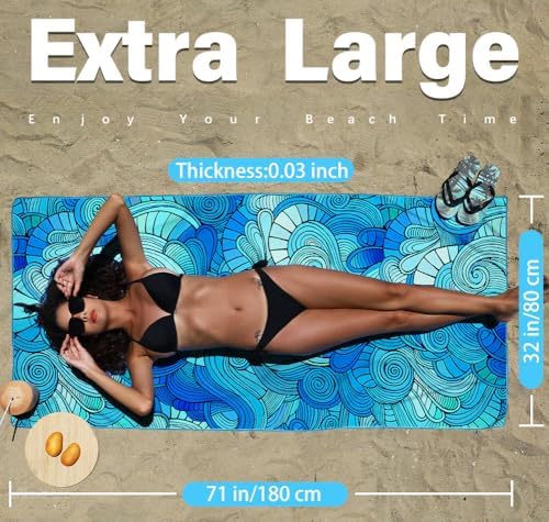 Widdonen Microfiber Beach Towel, Compact 71x32 Inch, Lightweight - Image 2