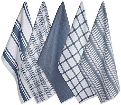 DII Assorted Woven, Kitchen Dishtowel Set, Stone Blue, 5 Piece by DII