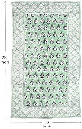 CPC Poppy Blue Hand Block Print Waffle Kitchen Towel Set of 3-16 x 28 Inch - Image 3