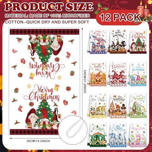 FuWeave 12 Pcs Seasonal Kitchen Towels Set - Image 2