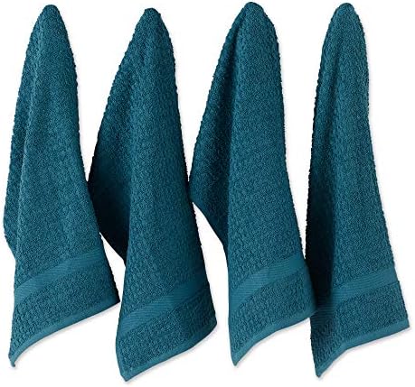 DII Basic Terry Collection Waffle Dishtowel Set, Solid Stormblue, 4 Piece by DII