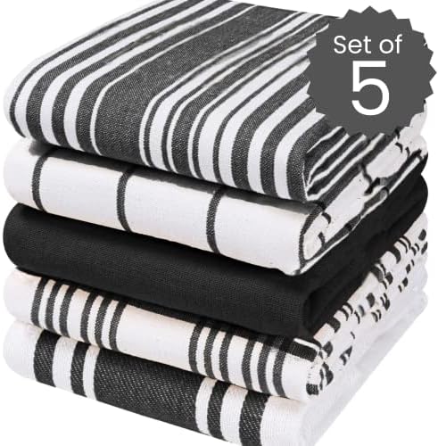 Cotton Clinic Assorted Kitchen Towels 5 Pack – Soft Absorbent Quick Drying - Image 2