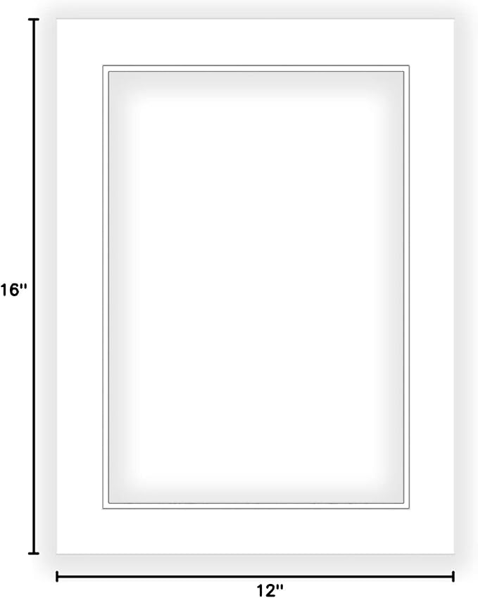 16x20 Mat for 12x16 Photo - Precut White on White Double Mat Picture Matboard for Frames Measuring 16 x 20 Inches - Bevel Cut Matte to Display Art Measuring 12 x 16 Inches - Acid Free ONE MAT