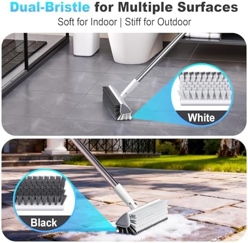 Floor Scrub Brush with Long Handle, Heavy-Duty Stiff Bristles, V-Shape Floor - Image 3