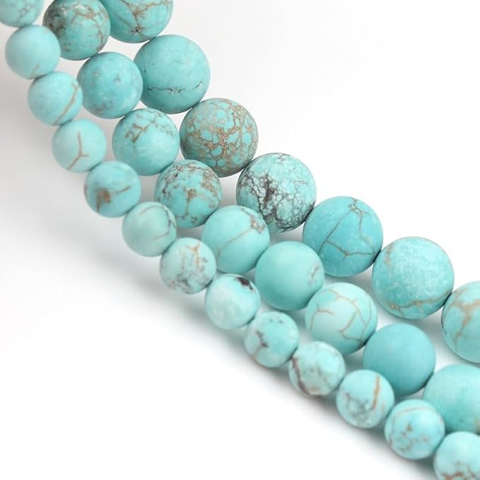 36pcs Natural Matte Green Turquoise Gemstone Beads，10mm Frosted Round Loose - Image 5