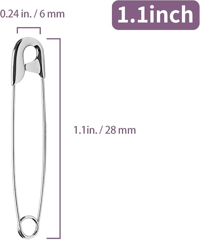 2000Pcs Assorted Safety Pins - 1.1 Inch Rust-Resistant Steel Wire Silver Sewing Pins for Clothes, Small 1 Inch Bulk for Crafts Use