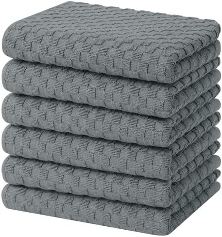 Homaxy 100% Cotton Terry Kitchen Towels, Dark Grey by Homaxy