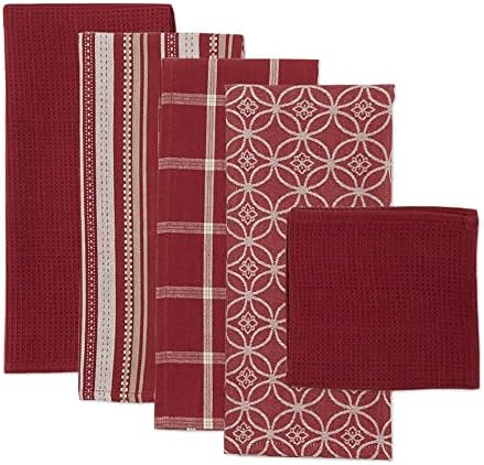 DII Assorted Woven Kitchen Set, Barn Red, 5 Piece - Image 2