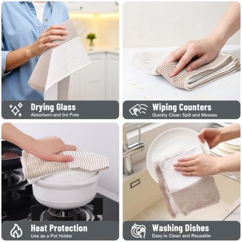 Homaxy Premium 100% Cotton Kitchen Towels 18"x28", 4 Pack - Image 5