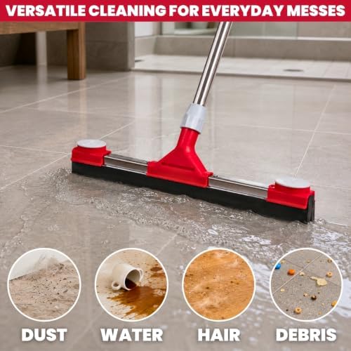 Floor Squeegee Scrubber with Extendable 62" Long Handle - Image 4