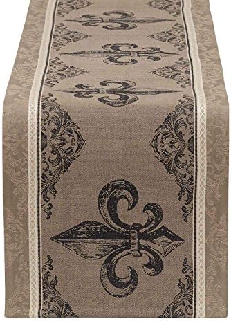 DII French Style Tabletop Kitchen Collection, Table Runner, Fleur de Lis Stripe by DII