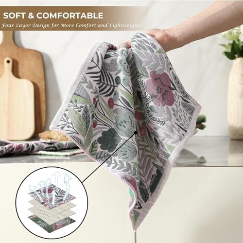 Cotton Vintage Flower Dish Towels, 16x15 Inch - Image 5