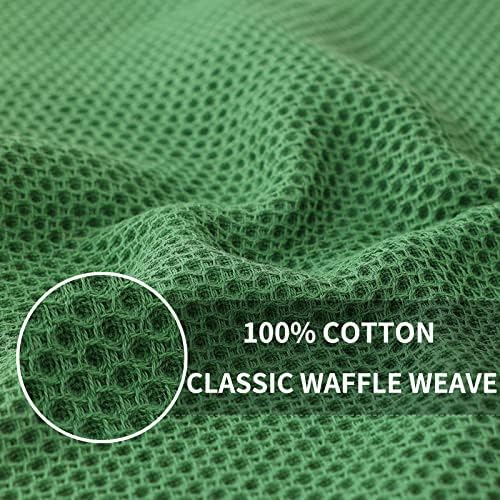 Homaxy 100% Cotton Waffle Weave Kitchen Towels, Grass Green - Image 2