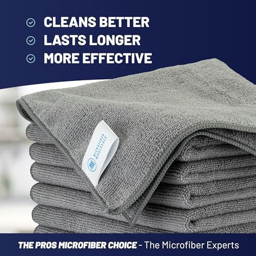 12" x 12" MW Pro Multi-Surface Microfiber Cleaning Cloths | Gray - Image 2