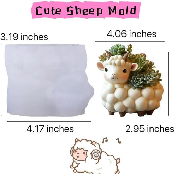 Animal Resin Molds Silicone 3D Cute Sheep Epoxy Resin Plaster Candle Holder Wax Molds for Candle Making, Art Crafts DIY Unique Display Home Decor