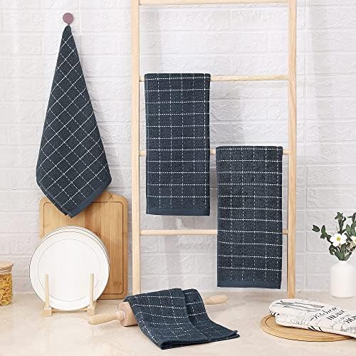 Homaxy 100% Cotton Terry Kitchen Towels, 2 Pack, Dark Grey - Image 6