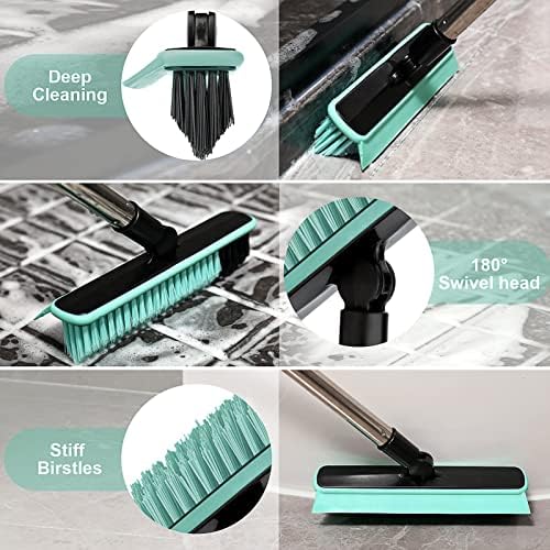 Grout Cleaner Brush with Long Handle, V-Shaped Floor Scrub Brush Swivel Grout - Image 5