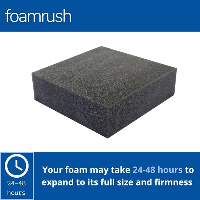 FoamRush 0.5" x 24" x 24" Charcoal High Density Upholstery Foam Cushion, Upholstery Sheet, Foam Padding, Seat Replacement, Wheelchair Seat & Chair Cushion Replacement, Square, Made in USA