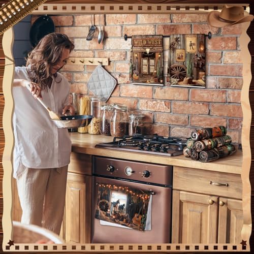 Breling 6 Pcs Western Cowboy Kitchen Towels Vintage Barn 14 X 21 Inch - Image 4