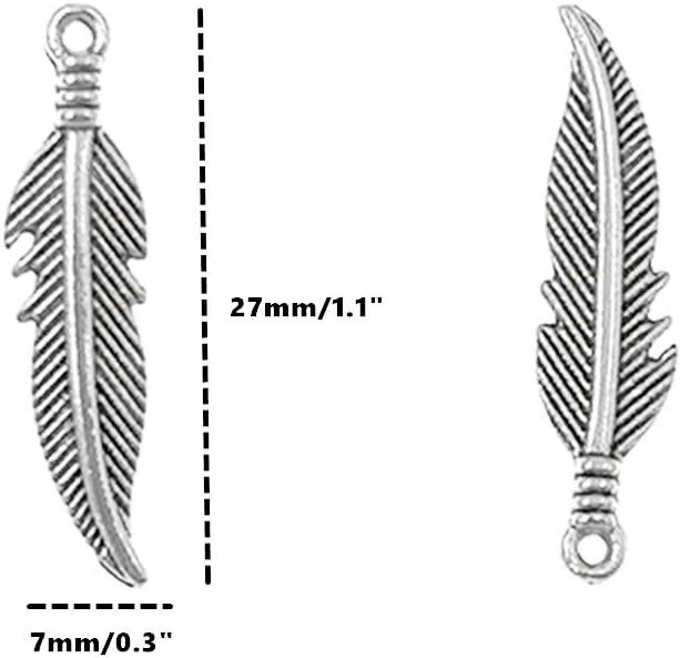 ALIMITOPIA 100pcs Alloy Feather Charms Pendants Easter Angel Wing Feather - Image 2