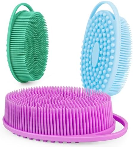 Soft Silicone Body Scrubber 3 PCS Silicone Body Shower, Silicone Loofah 2 in 1 by Bsofing