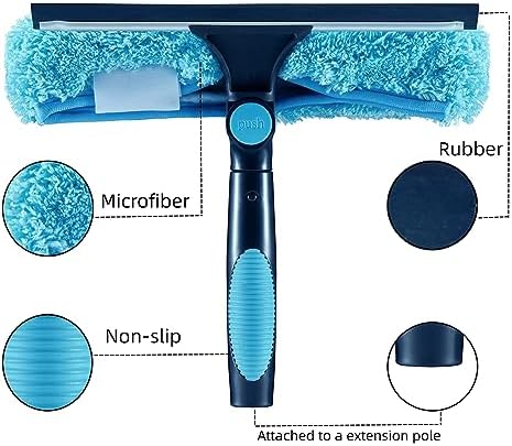 4pcs 11" Window Squeegee & Microfiber Scrubber 2-in-1 Cleaning Tool - Image 4