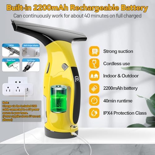 Rechargeable Window Vac, Electric Window Vacuum Squeegee, - Image 6