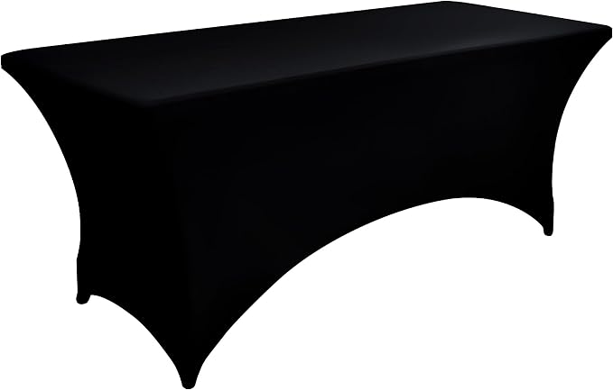 6-Pack 6ft Black Spandex Table Covers - Image 9