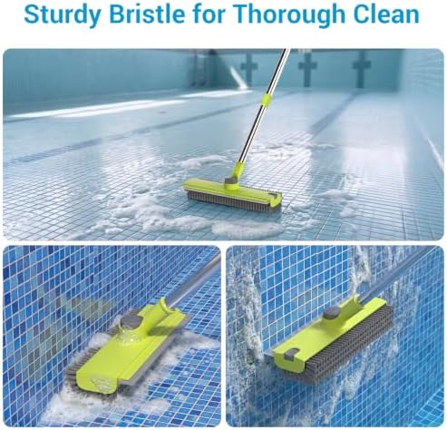Pool Scrub Brush with 52" Pole, 3 in 1 Pool Cleaning Brush with Squeegee - Image 6