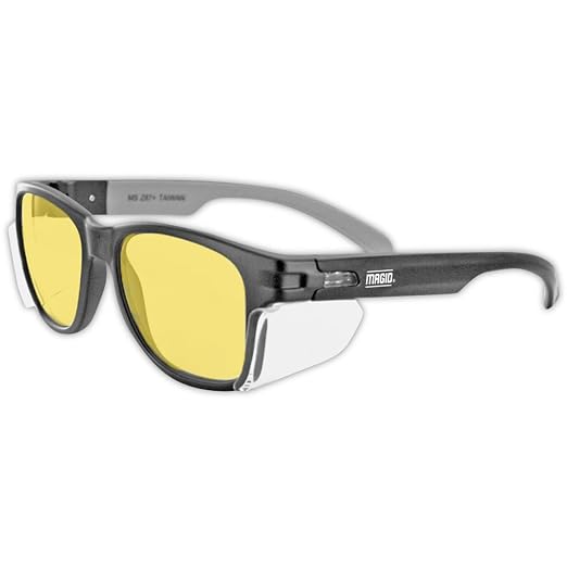 MAGID Y50 Safety Glasses for Construction | Black Frame — 72-Pack, Amber Lens | by MagidGloveSafety
