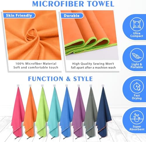 HOEAAS 2 Pack Microfiber Camping Towels, Quick Dry Towel, Super Absorbent Ultra - Image 5