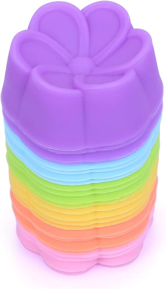 Mini Silicone Muffin Cups, 24 Pack Reusable Cupcake Molds, Round | Nonstick 2 by Bakebaking