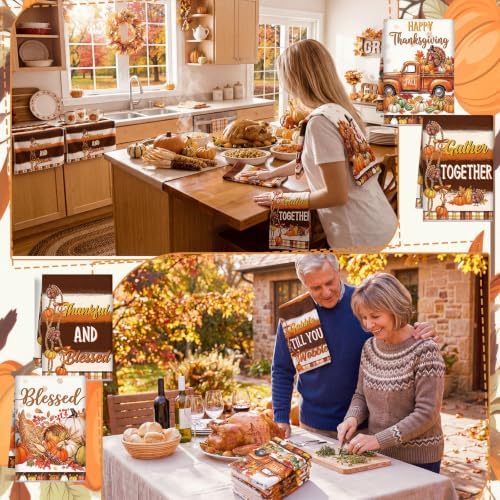 Redbaker 6 Pcs Thanksgiving Kitchen Towels, Turkey Pumpkin Funny Dish Towel - Image 5