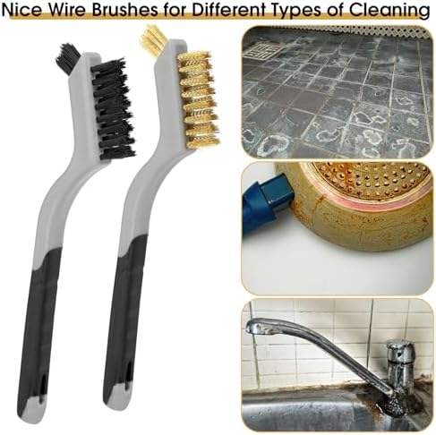 Wire Brush for Cleaning, Small Brass Steel Nylon Brush, Metal Rust Remover - Image 4