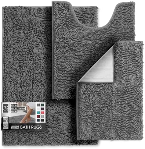 Hearth & Harbor Bathroom Rugs, Chenille Bath Mat by HearthHarbor