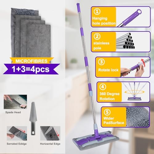 Microfiber Mops for Floor Cleaning, Wet Dry Flat Mop - Image 4