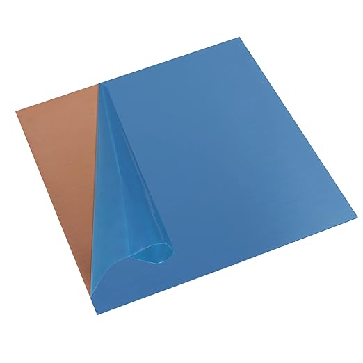 1 Pieces 99.9% Pure Copper Sheet, 8" x 8", 24 Gauge(0.5mm) Thickness, Film Attached Copper Plate, Great for JewelrPure Copper Sheety, Crafts, modelers