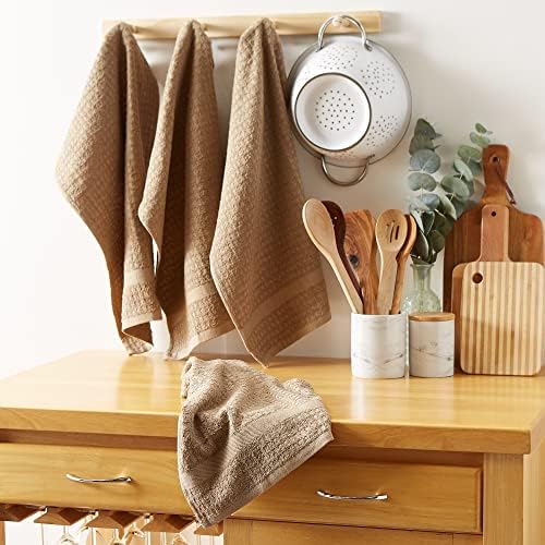DII Basic Terry Collection Waffle Dishtowel Set, Solid Stone, 4 Piece - Image 4