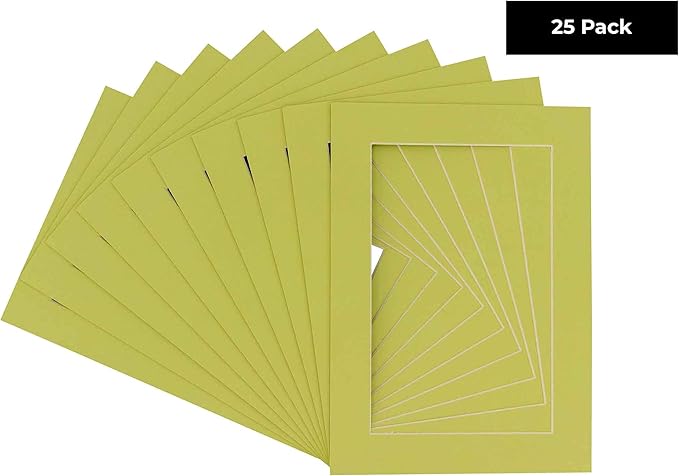11x14 Mat for 8.5x11 Photo - Precut Pistachio Green Picture Matboard for Frames 11 x 14 Inches - Bevel Cut to Display Art 8.5 x 11 Inches - Acid Free Pack of 25 MATS with Backing Boards & Clear Bags