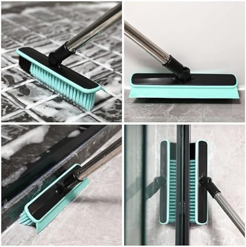 Grout Cleaner Brush with Long Handle, V-Shaped Floor Scrub Brush Swivel Grout - Image 2