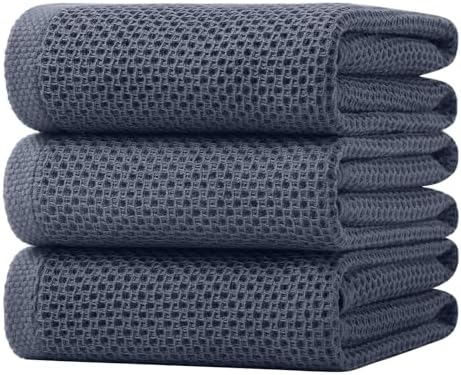 Homaxy 100% Cotton Oversized Waffle Weave Kitchen Towels, Dark Grey by Homaxy
