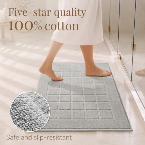 100% Cotton Bath Mat Towel, Soft & Absorbent Floor Towels 20"x32"Grey - Image 4