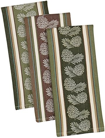 DII Woodlands Collection Dishtowel Set, Pine Sprig 3 Piece by DII