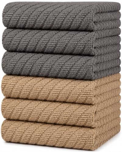 Bumble Kitchen Towels, 100% Cotton, Dish Towels Gray Tan by BumbleTowels