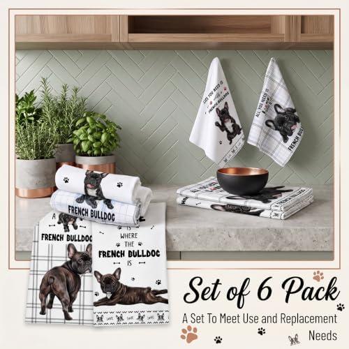 Redbaker 6 Pcs Funny French Bulldog Kitchen Towels - Image 2