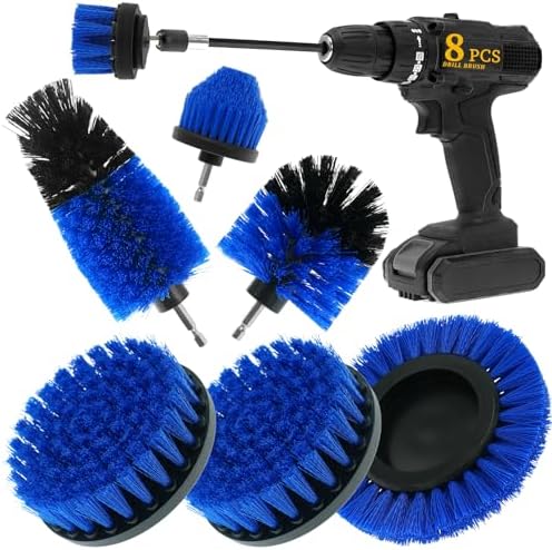 8 Pcs Drill Brush Attachment Set, Power Cleaning Scrub Brush Kit by ETOUPA