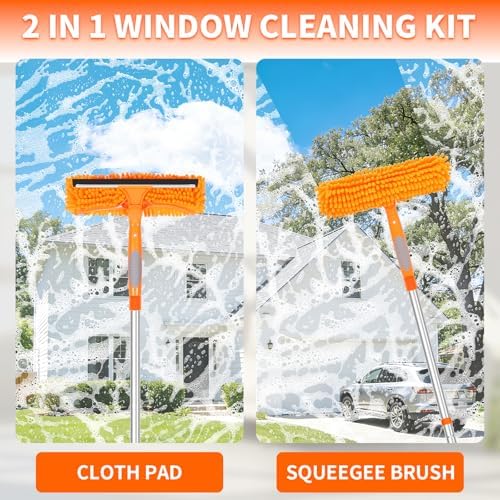 109" Window Cleaning Squeegee Kit, Professional 2 in 1 Squeegee Window Cleaner - Image 2