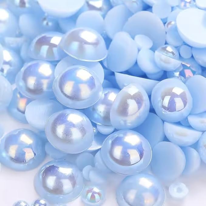 1000PCS Mixed Sizes 3/4/5/6/8/10mm Flatback Half Round Pearls Gems by Unknown